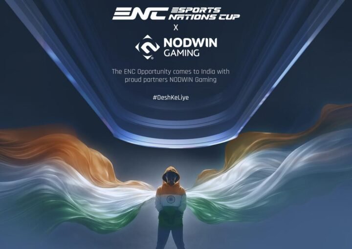 Official logos of NODWIN Gaming and the Esports Nations Cup 2026, announcing the new National Team Partner for India.