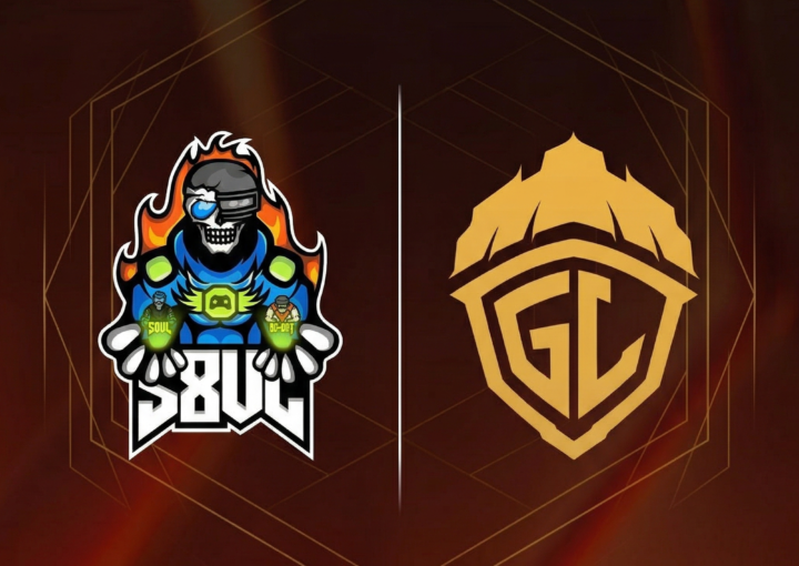 S8UL and GodLike Esports team logos displayed alongside the gold Esports World Cup 2026 trophy