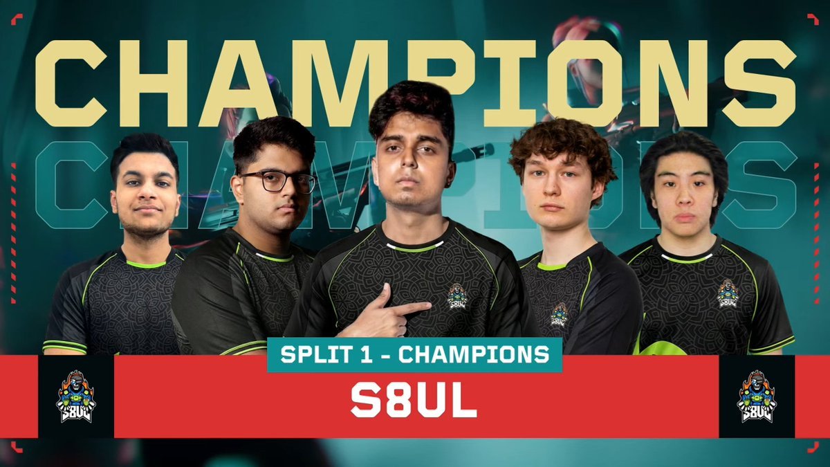 S8UL Esports VALORANT roster lifting the VCSA 2026 Split 1 trophy after defeating Revenant Xspark.