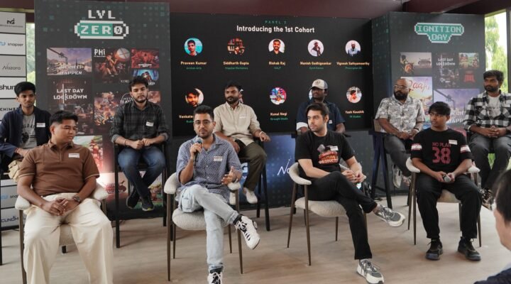 Founders and mentors of the LVL Zero gaming incubator gathering for the 2026 inaugural cohort announcement in Bangalore