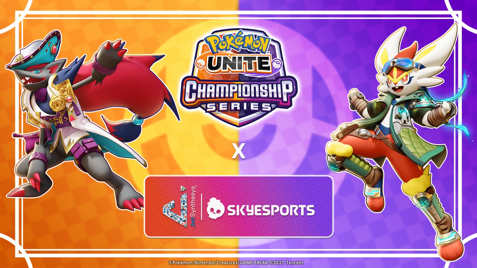 Promotional banner for the Pokémon UNITE World Championship Series 2026 India Qualifier, featuring the Pokémon Zoroark and Cinderace, alongside Skyesports branding.