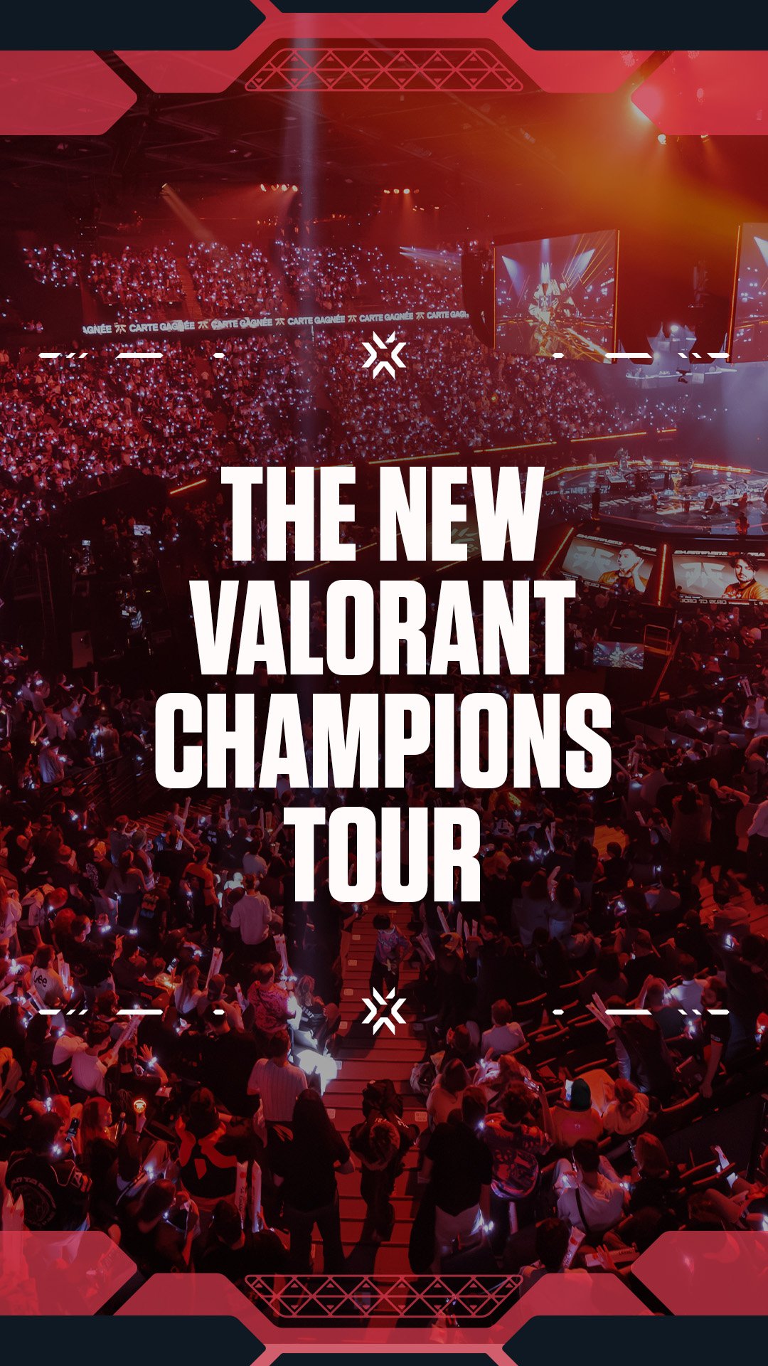 A flowchart displaying the structural progression for VCT 2027, illustrating how teams advance from Regional Open Qualifiers in the Americas, Pacific, EMEA, and CN to International Cups, and ultimately to Masters and Champions.