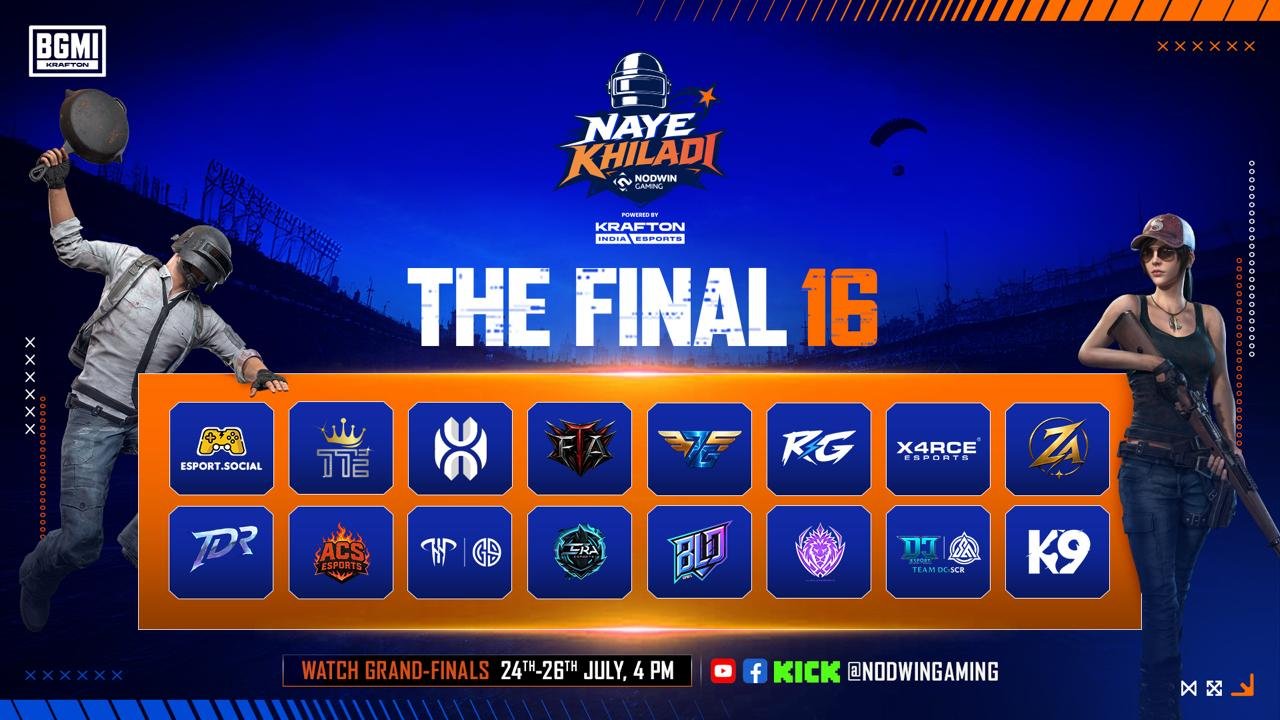 BGMI Naye Khiladi top 16 teams